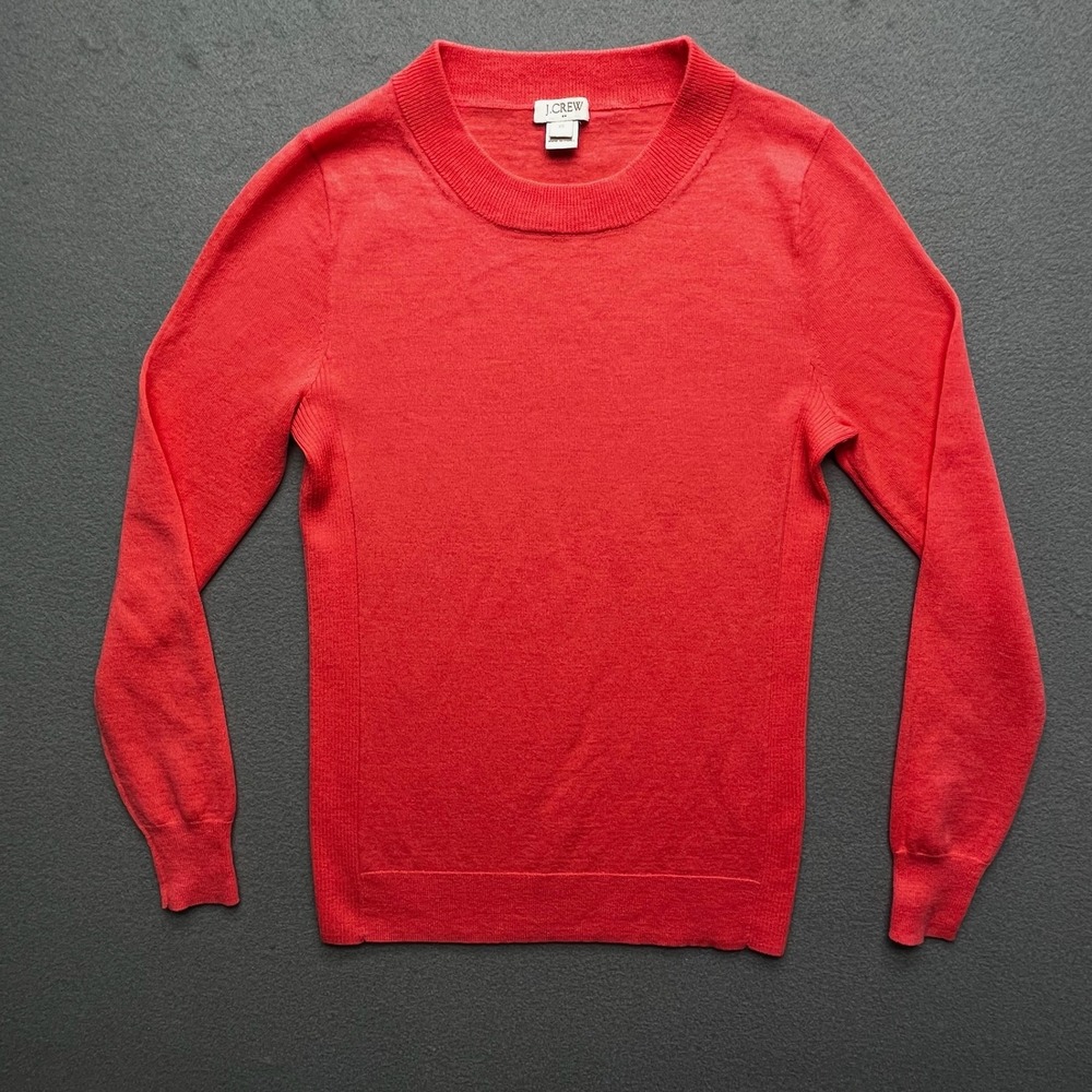 J.Crew Women Merino Wool Blend Sweater Red XS Crewneck Long Sleeve E0022